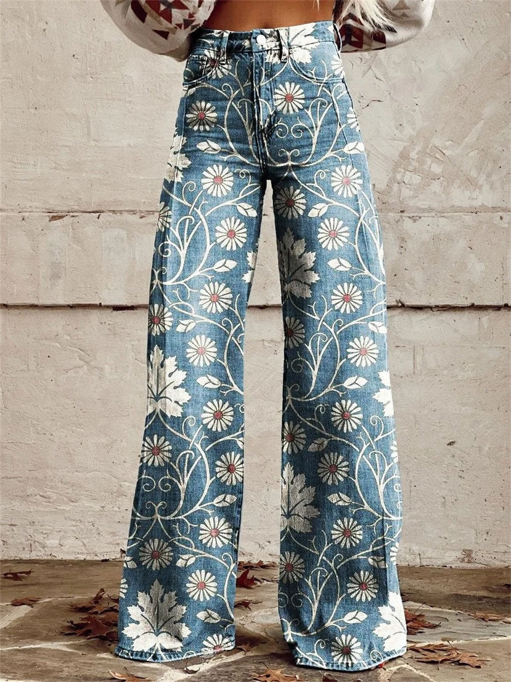 Vibrant Floral Wide-Leg Pants