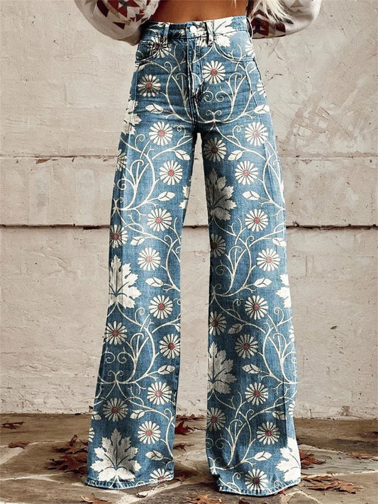 Vibrant Floral Wide-Leg Pants
