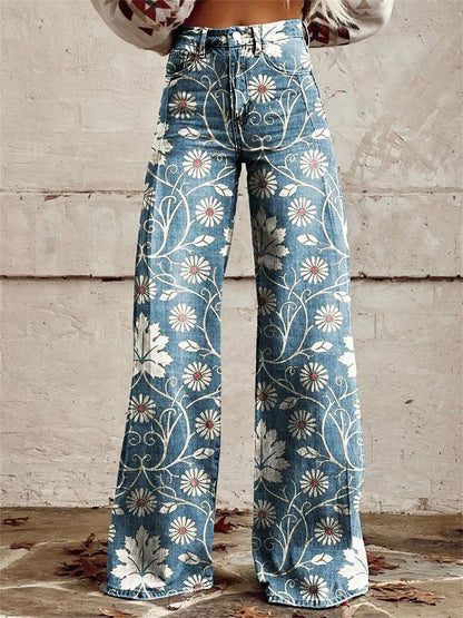 Vibrant Floral Wide-Leg Pants
