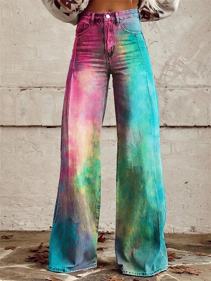 Vibrant-Wave Wide-Leg Pants